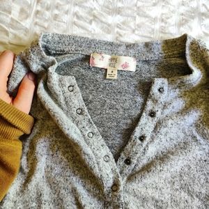 Gray Hippie Rose Henley